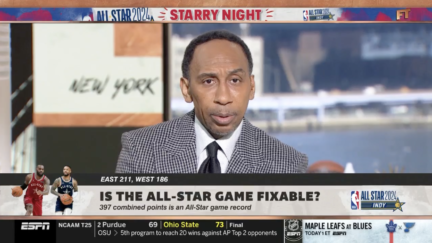 Stephen A. Smith reacts to the 2024 NBA All-Star Game